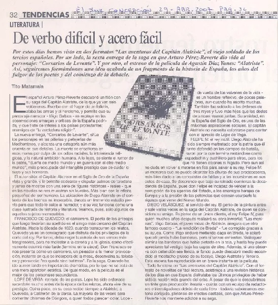 De verbo difícil y acero fácil  [artículo]Tito Matamala.