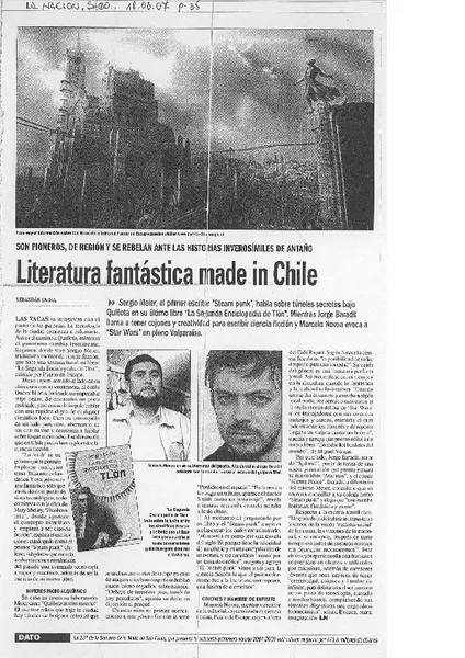 Literatura fantástica made in Chile  [artículo] Sebastián Labra.