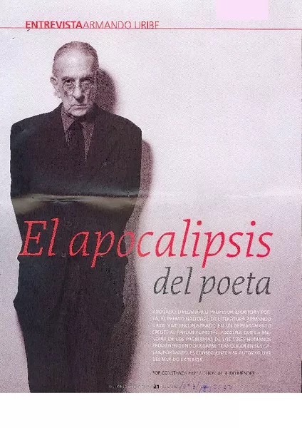 El apocalipsis del poeta (entrevista)  [artículo] Constanza Hepp.
