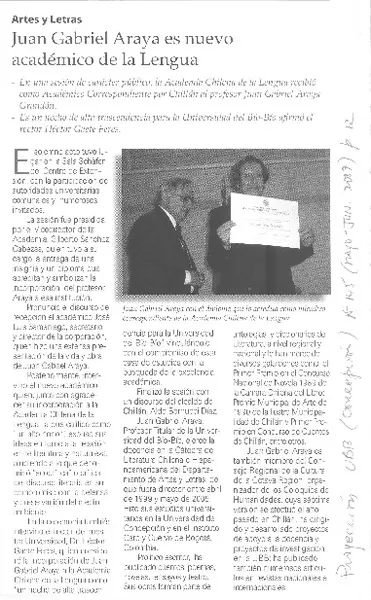 Juan Gabriel Araya es nuevo académico de la lengua  [artículo].