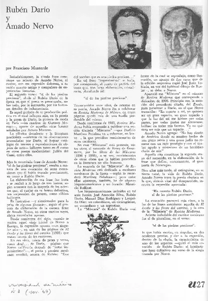 Rubén Darío y Amado Nervo  [artículo] Francisco Monterde.