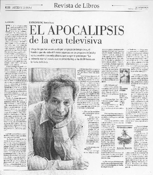 El apocalipsis de la era televisiva  [artículo] Alvaro Matus.