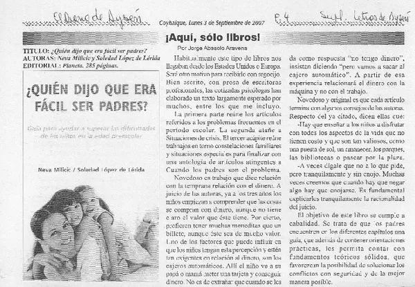 ¿Quién dijo que era fácil ser padres?  [artículo] Jorge Abasolo Aravana.