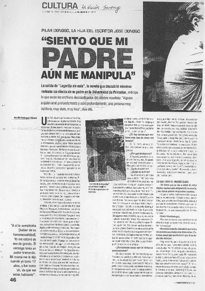 "Siento que mi padre aún me manipula" (entrevista)  [artículo] Mili rodríguez Villouta.