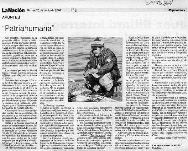 "Patriahumana"  [artículo] Enrique Ramírez Capello