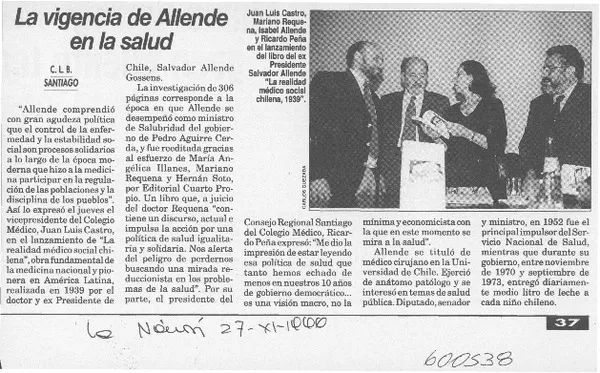 La vigencia de Allende en la salud  [artículo] C. L. B.