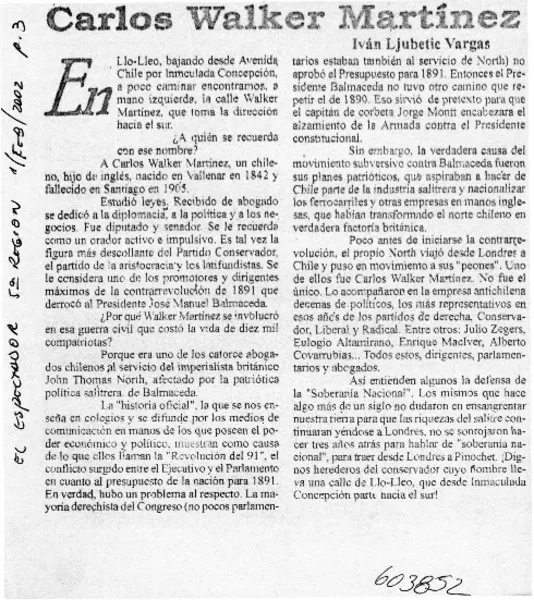 Carlos Walker Martínez  [artículo] Iván Ljubetic Vargas