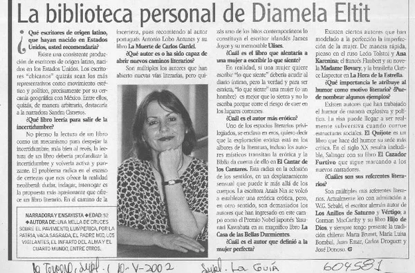 La biblioteca personal de Diamela Eltit (entrevista) [entrevista] [artículo] :
