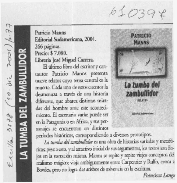 La tumba del zambullidor  [artículo] Francisca Lange