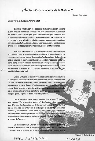 ¿Hablar o escribir acerca de la oralidad?  [artículo] Paola Bernales