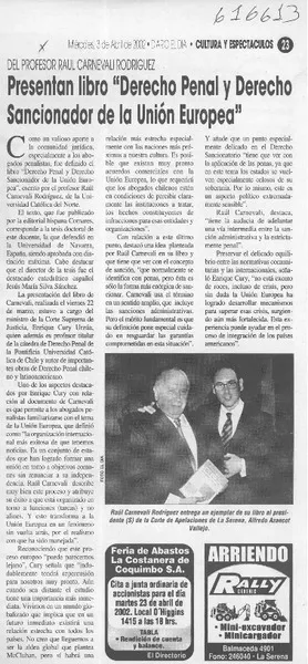 Presentan libro "Derecho penal y derecho sancionador de la Unión Europea"  [artículo]
