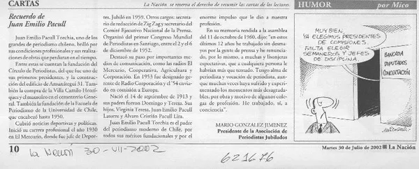 Recuerdo de Juan Emilio Pacull  [artículo] Mario González Jiménez