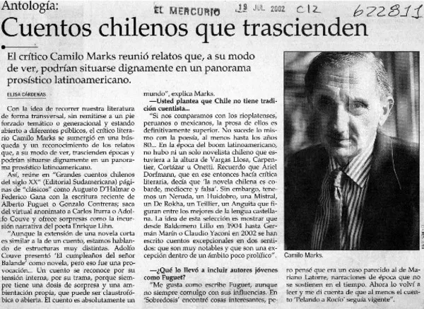 Cuentos chilenos que trascienden  [artículo] Elisa Cárdenas