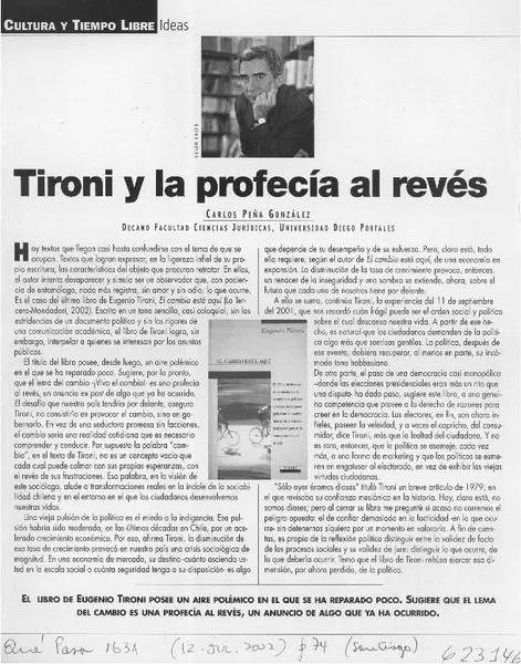 Tironi y la profecía al revés  [artículo] Carlos Peña González