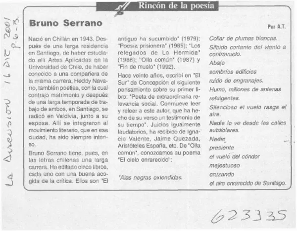 Bruno Serrano  [artículo] A. T.