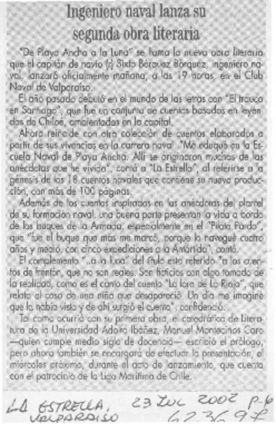 Ingeniero naval lanza su segunda obra literaria  [artículo]