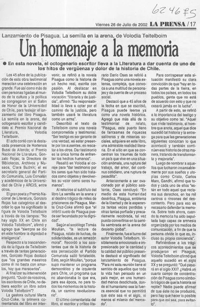 Un homenaje a la memoria  [artículo]