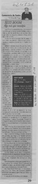 Sexy boom algo más que nostalgia  [artículo] Leopoldo Pulgar