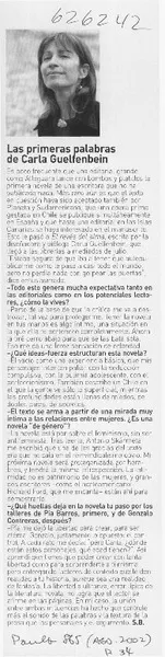 Las primeras palabras de Carla Guelfenbein  [artículo] S. B.