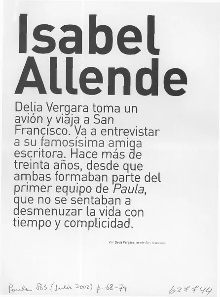 Isabel Allende  [artículo] Delia Vergara.