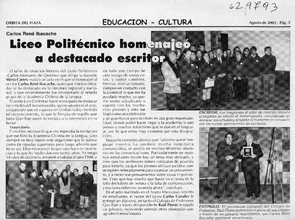 Liceo Politécnico homenajeó a destacado escritor  [artículo]