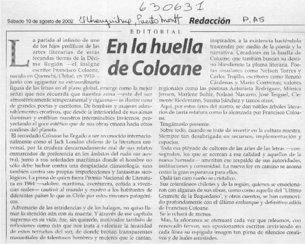 En la huella de Coloane  [artículo]