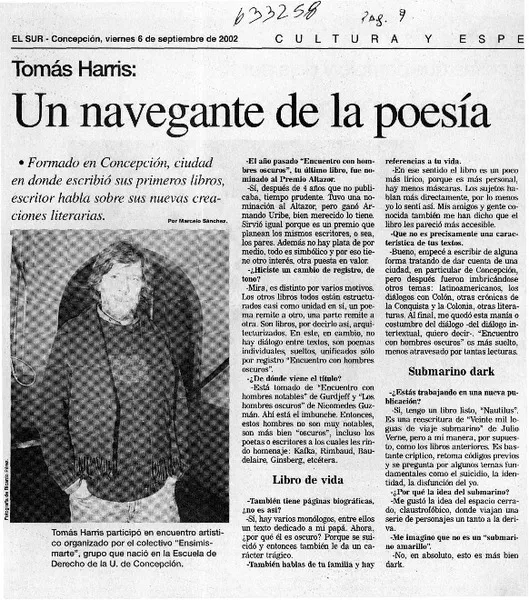 Un navegante de la poesía  [artículo] Marcelo Sánchez