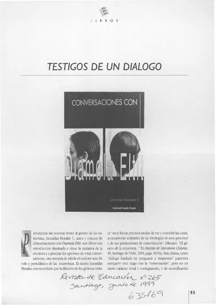 Testigos de un diálogo  [artículo] Walter Hoefler