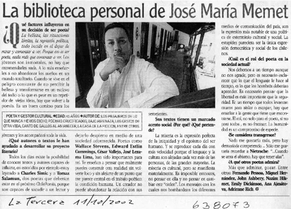 La biblioteca personal José María Memet [entrevista] [artículo] :