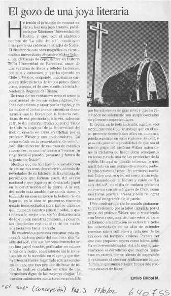 El gozo de una joya literaria  [artículo] Emilio Filippi M.
