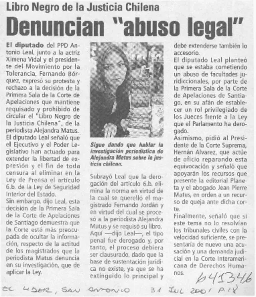 Denuncian "abuso legal"  [artículo]