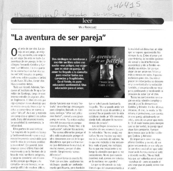 La aventura de ser pareja  [artículo] Mili Rodríguez