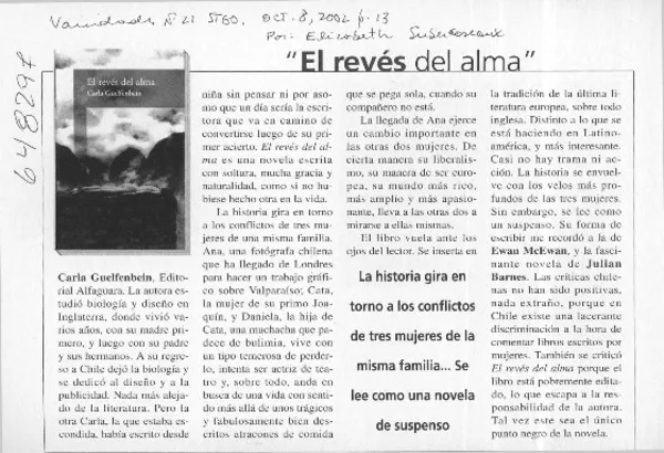 "El revés del alma"  [artículo] Elizabeth Subercaseaux