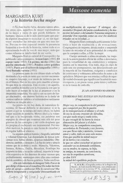 Margarita Kurt y la historia hecha mujer  [artículo] Juan Antonio Massone