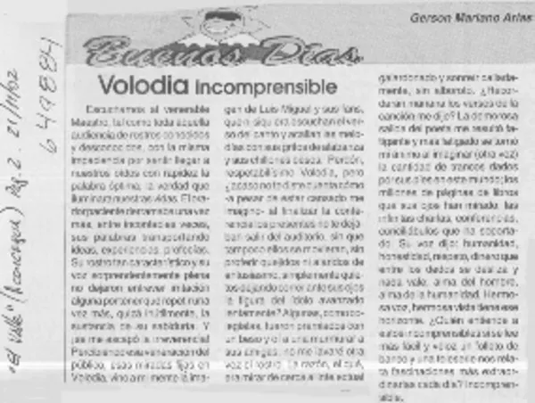 Volodia incomprensible  [artículo] Gerson Mariano Arias