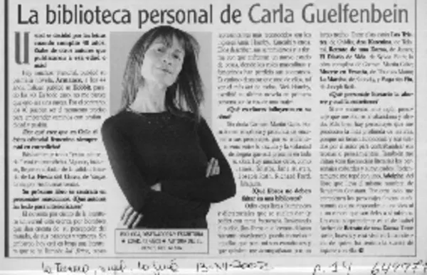 La biblioteca personal de Carla Guelfenbein [entrevista] [artículo] :