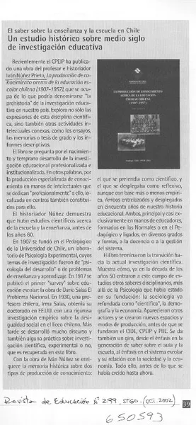 Un estudio histórico sobre medio siglo de investigación educativa  [artículo]