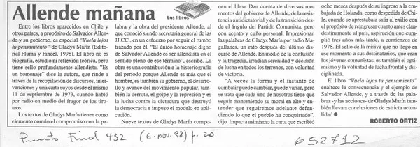 Allende mañana  [artículo] Roberto Ortiz
