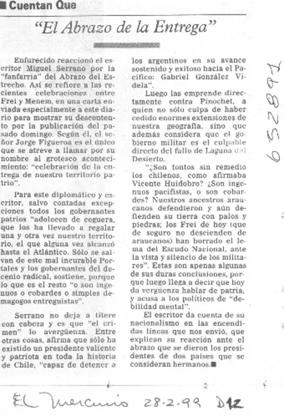 "El abrazo de la entrega"  [artículo]