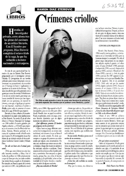 Crímenes criollos  [artículo] Delia Pizarro San Martín