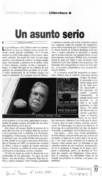 Un asunto serio  [artículo] Camilo Marks