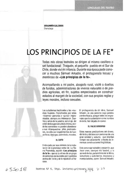 Los principios de la fe  [artículo] Benjamín Galemiri