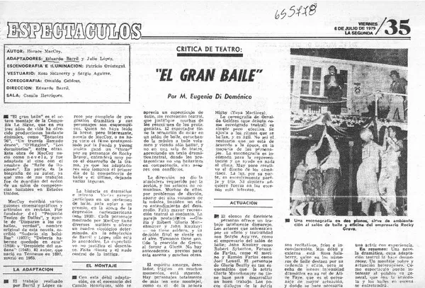 El gran baile.  [artículo] M. Eugenia Di Doménico.