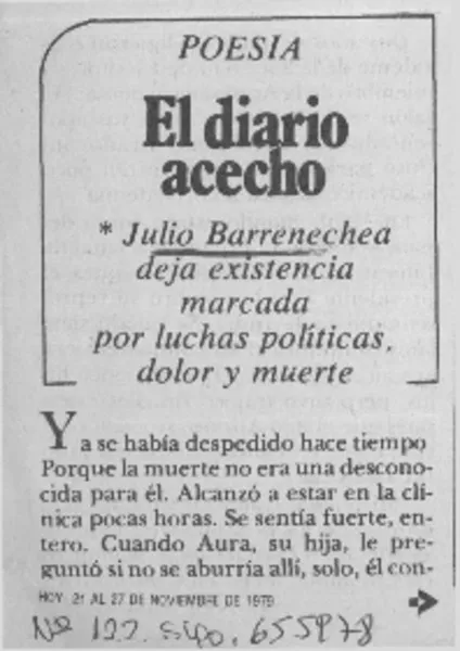 El diario acecho.  [artículo] A. M. F.