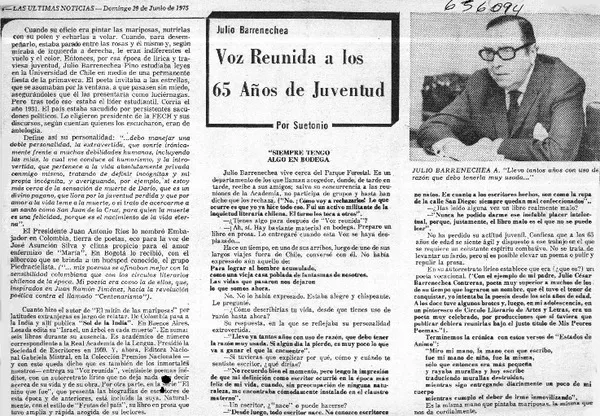 Voz reunida a los 65 años de juventud  [artículo] Suetonio.
