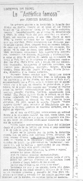 La Antártica famosa  [artículo] Andrés Sabella.