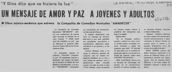Un mensaje de amor y paz a jóvenes y adultos.  [artículo]