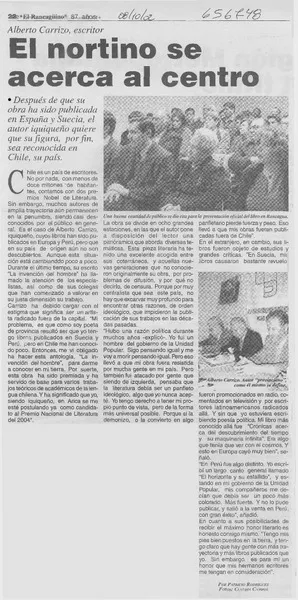 El nortino se acerca al centro  [artículo] Patricio Rodríguez.