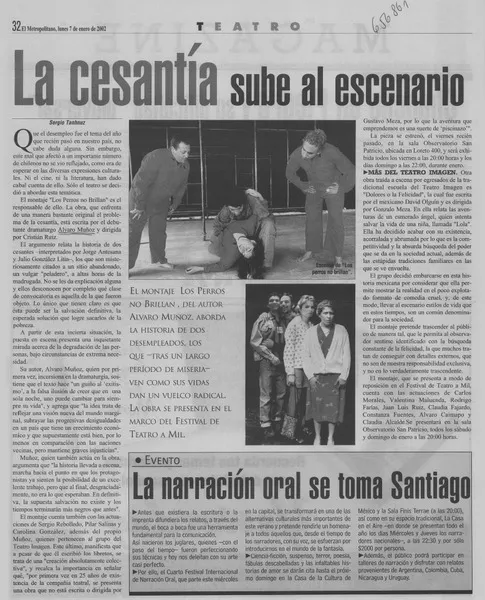 La cesantía sube al escenario  [artículo] Sergio Tanhnuz.