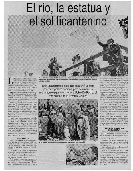 El río, la estatua y el sol licantenino  [artículo] Eduardo Bravo.